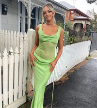 Hire CHRISTOPHER ESBER Sheer Torso Cowl Silk Satin Gown in Apple