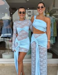 Hire DECONDUARTE Paradiso Lace Maxi in Powder Blue