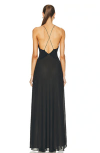 Hire HELSA STUDIO Sheer Deep V Long Slip Dress in Black