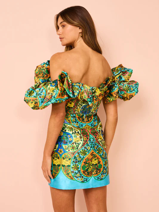 Hire ALEMAIS Sofie Off Shoulder Dress In Multi