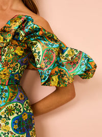 Hire ALEMAIS Sofie Off Shoulder Dress In Multi