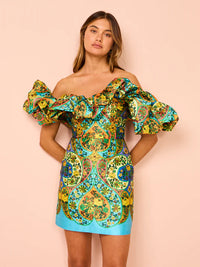 Hire ALEMAIS Sofie Off Shoulder Dress In Multi