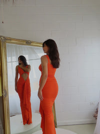 Hire AMY TAYLOR COLLECTION Eden Sleeveless Gown in Orange