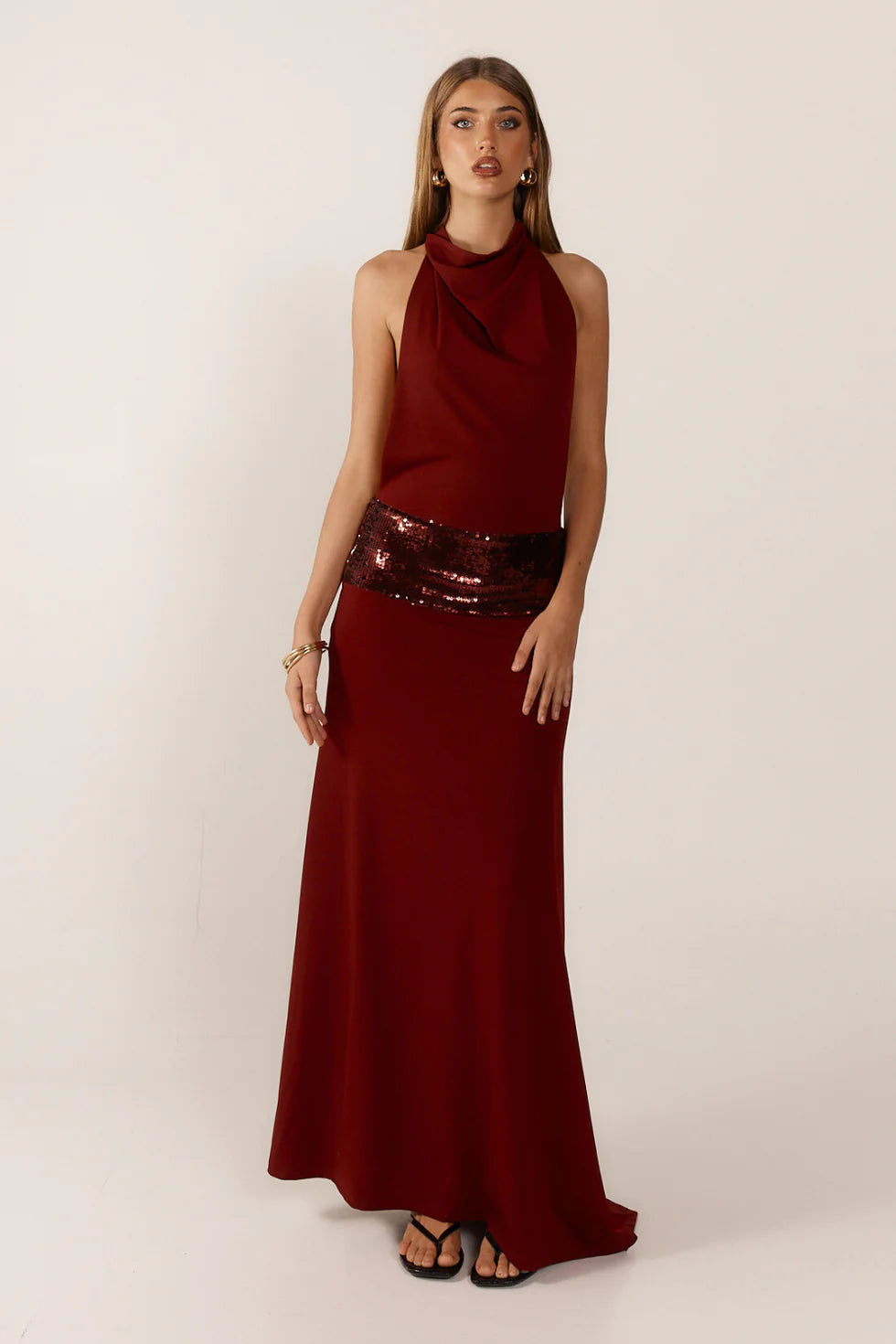 Hire ANCE GRIA Adele Gown in Wine Red