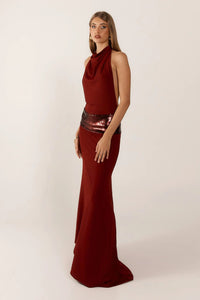 Hire ANCE GRIA Adele Gown in Wine Red