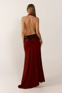 Hire ANCE GRIA Adele Gown in Wine Red