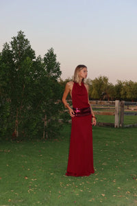 Hire ANCE GRIA Adele Gown in Wine Red