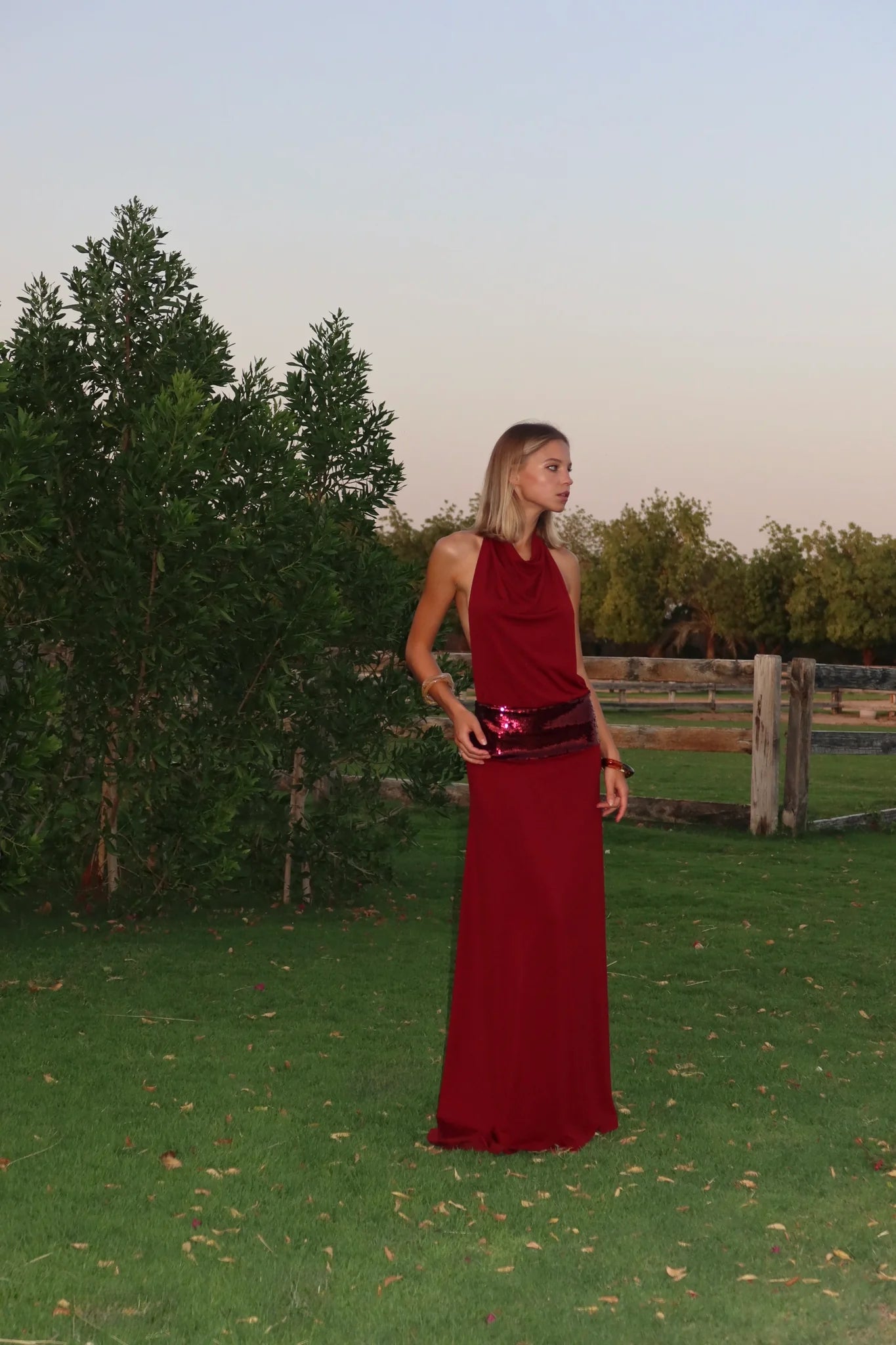 Hire ANCE GRIA Adele Gown in Wine Red