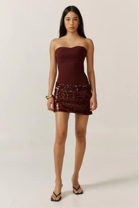 Hire ANCE GRIA Anastasia Mini Dress in Burgundy