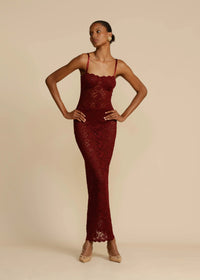 Hire ARCINA ORI Margot Dress in Wine Red