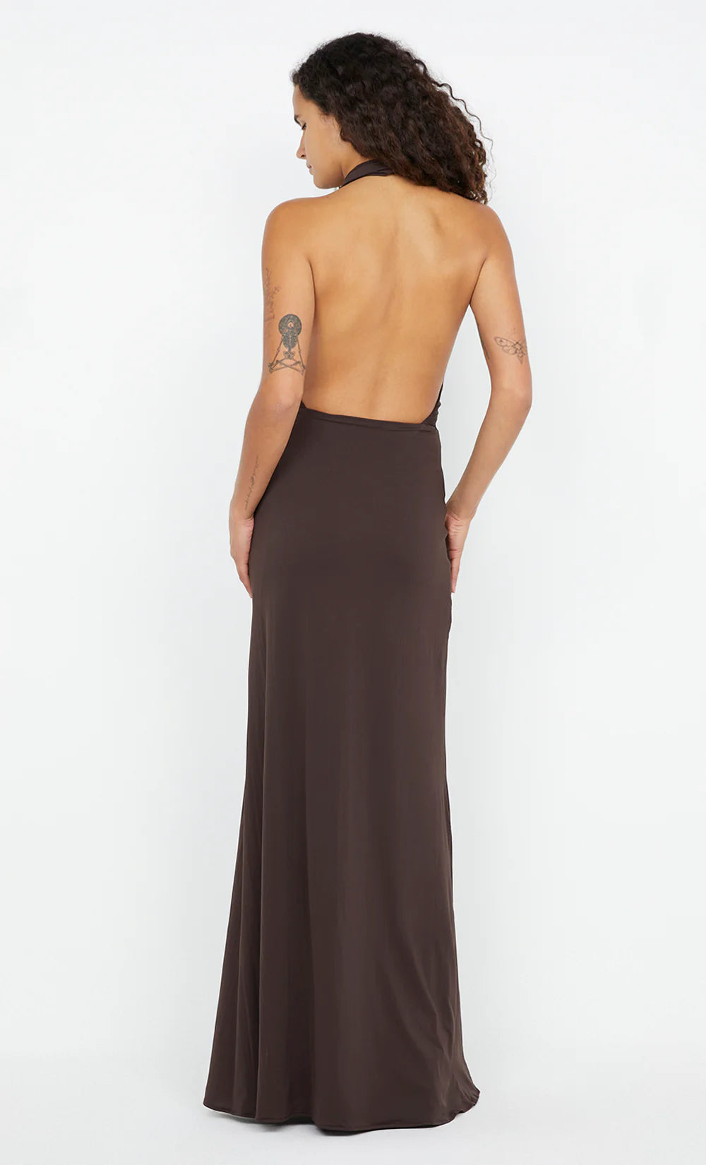 Hire BEC+BRIDGE Nessie Cowl Neck Maxi Dress in Dark Chocolate