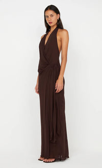 Hire BEC+BRIDGE Soneva Wrap Maxi Dress in Dark Chocolate Brown