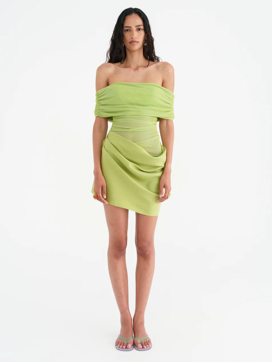 Hire BENNI Nico Offshoulder Mini Dress in Apple