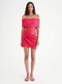 Hire BENNI Nico Offshoulder Mini Dress in Watermelon