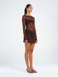 Hire BENNI Oskar Mini Dress in Brown Lace