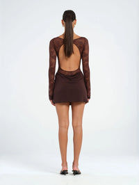 Hire BENNI Oskar Mini Dress in Brown Lace