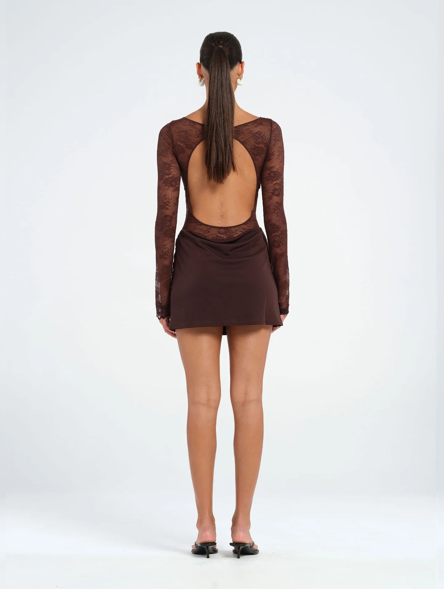 Hire BENNI Oskar Mini Dress in Brown Lace