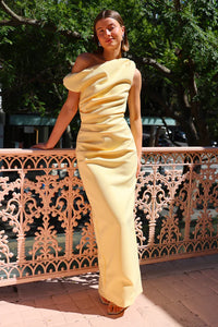 Hire BY NICOLA Vivian Crepe Maxi Dress in Lemon Yellow