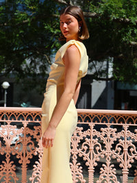 Hire BY NICOLA Vivian Crepe Maxi Dress in Lemon Yellow