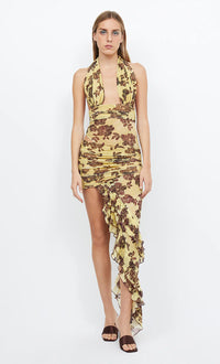 Hire Bec + Bridge Malibu Bay Halter Dress in Citrus Plum Floral
