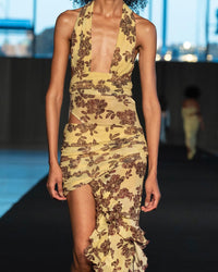 Hire Bec + Bridge Malibu Bay Halter Dress in Citrus Plum Floral