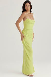 Hire HOUSE OF CB Adrienne Strapless Gown in Lime