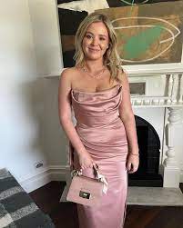 Hire HOUSE OF CB Adrienne Strapless Gown in Blush Shimmer