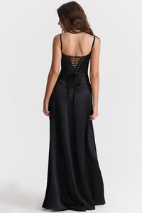 Hire HOUSE OF CB Anabella Black Lace Up Maxi Dress