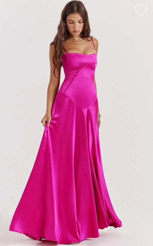 Hire HOUSE OF CB Anabella Lace Up Maxi Dress in Pink
