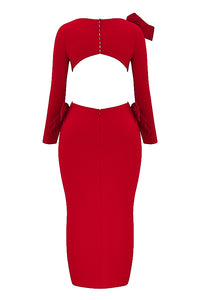 Hire HOUSE OF CB Lavele Red Bow Maxi Dress in Red