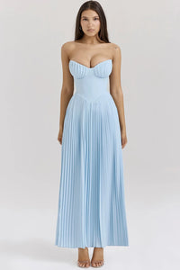 Hire HOUSE OF CB Marcella Ocean Blue Pleated Maxi Dress