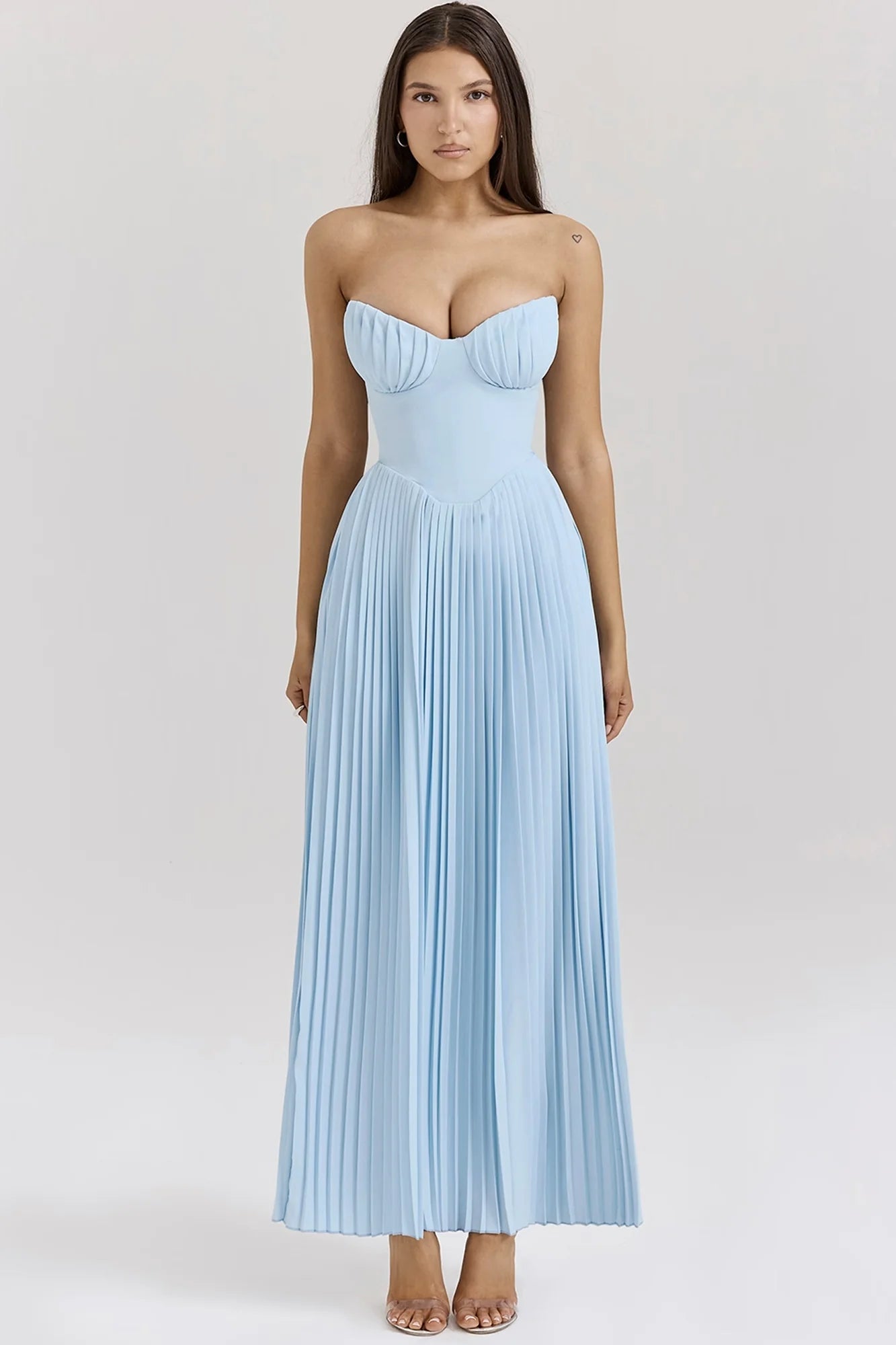 Hire HOUSE OF CB Marcella Ocean Blue Pleated Maxi Dress