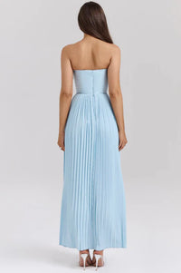 Hire HOUSE OF CB Marcella Ocean Blue Pleated Maxi Dress