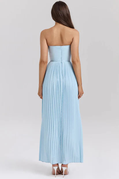Hire HOUSE OF CB Marcella Ocean Blue Pleated Maxi Dress