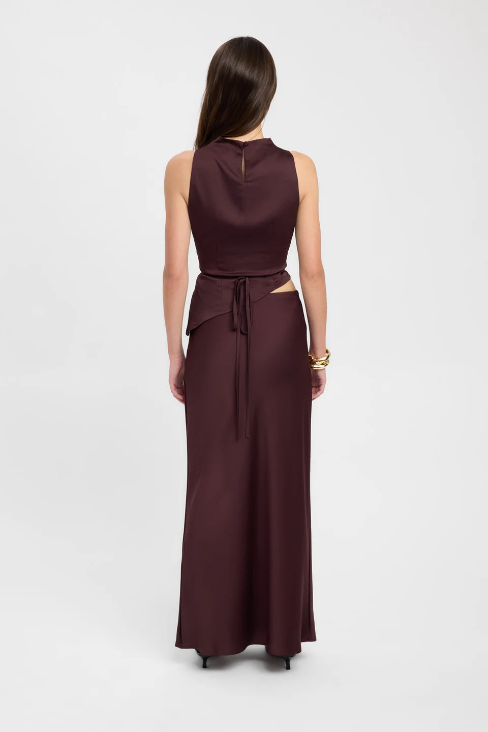 Hire KOOKAI Prato Set High Cowl Neck and Slip Skirt in Mahogany