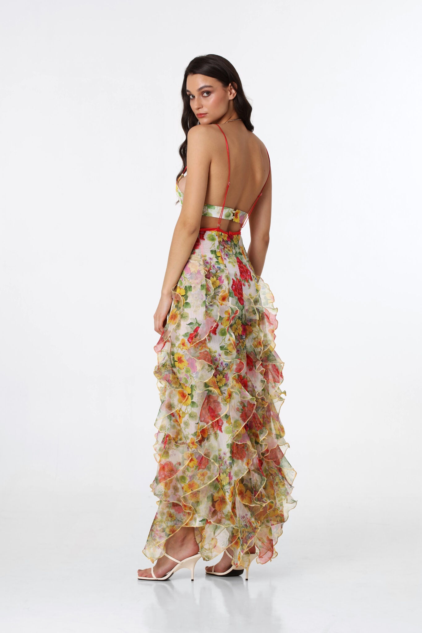 Hire MENTI SANTORINI Iris Flower Dress in Baroque Sheer Floral Chiffon