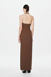 Hire MISHA Alusia Stretch Twill Maxi Dress in Mink Brown
