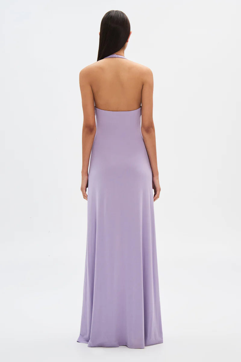 Hire MISHA Jennifer Cupro Maxi Dress in Lilac Purple