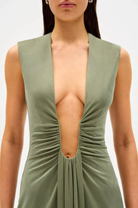 Hire MISHA Jennifer Cupro Mini Dress in Sage Green