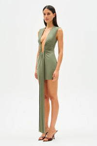 Hire MISHA Jennifer Cupro Mini Dress in Sage Green