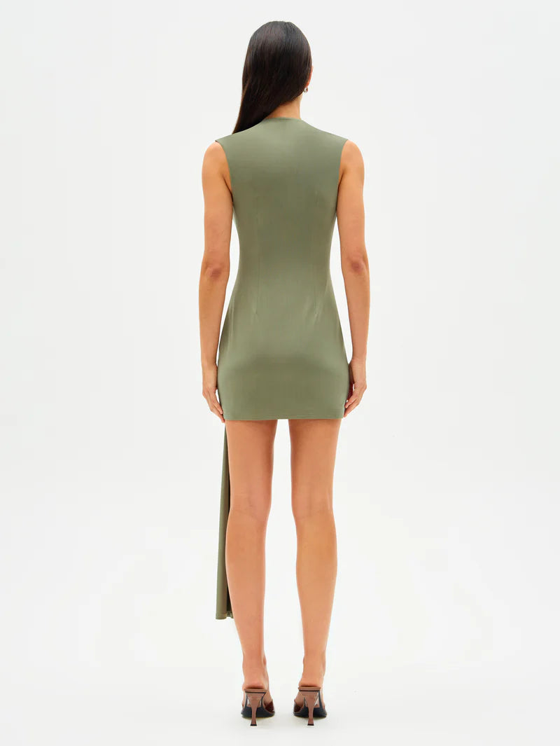 Hire MISHA Jennifer Cupro Mini Dress in Sage Green