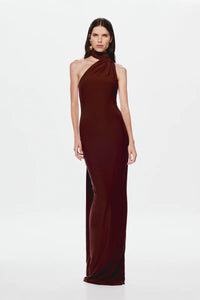 Hire MISHA Nicolette Jersey Maxi Dress in Fig Brown