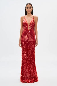 Hire MISHA Sapphire Sequin Maxi Dress in Red