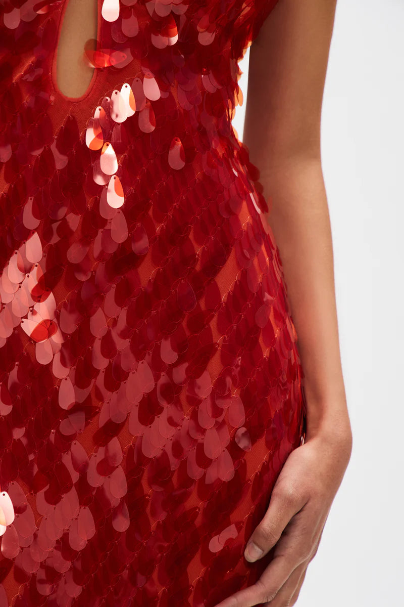 Hire MISHA Sapphire Sequin Maxi Dress in Red