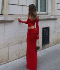 Hire NATALIE ROLT Set Charlotte Skirt and Crop Top in Cherry Red