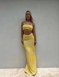 Hire NATALIE ROLT Set Desiree Crop Top and Maxi Skirt in Yellow Gold