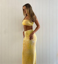 Hire NATALIE ROLT Set Desiree Crop Top and Maxi Skirt in Yellow Gold