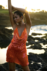 Hire RAT & BOA Malika Mini Dress in Orange Sequin