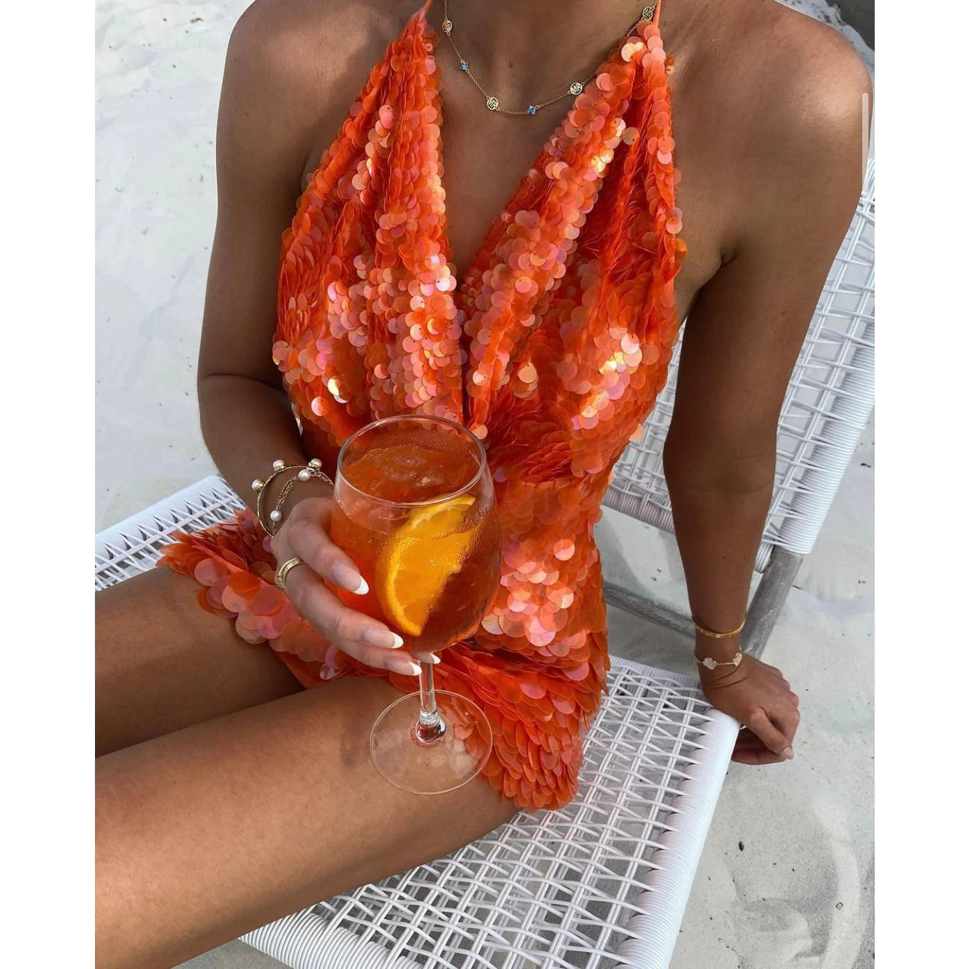 Hire RAT & BOA Malika Mini Dress in Orange Sequin