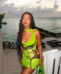 Hire RAT & BOA Orisha Mini Dress in Zesty Green SMALL MAKE